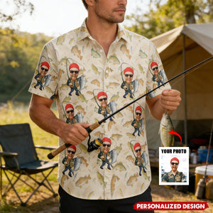 Fishing Man - Personalized Photo Hawaiian Shirt - Father's Day Gift