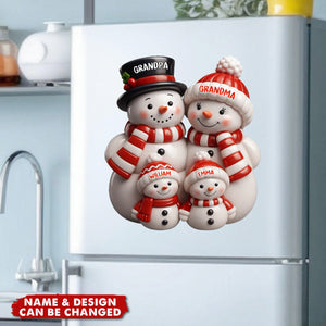 3D Effect Cute Snowman Family Christmas Decor Personalized Decal