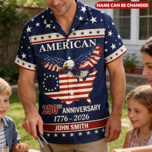 American 250Th Anniversary Eagle Flag - Personalized Hawaiian Shirt