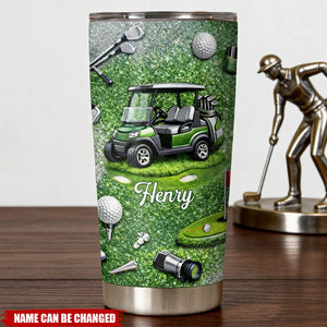 Eat Sleep Golf Repeat - Personalized Stainless Steel Tumbler, Gifts For Golf Lovers
