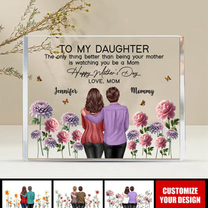 To My Daughter From Mom Happy Mother's Day Birth Flower Personalized Acrylic Block Plaque