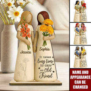 If Friends Were Flowers - Personalized Standing Wooden Plaque