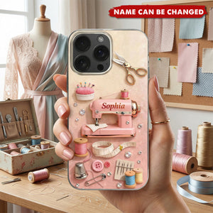 A Life Stitched With Love - Personalized Phone Case, Gift For Seamstress