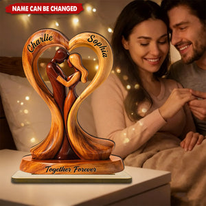Together Forever Wooden Couple - Personalized 2-Layered Wooden Plaque - Anniversary, Valentine's Day Gift, Gift For Him, Gift For Her