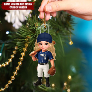 3D Effect Baseball Player - Personalized Christmas Acrylic Ornament