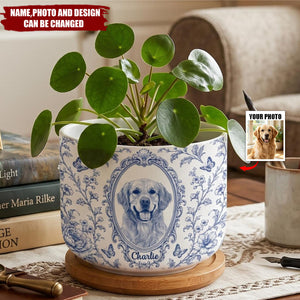 Custom Photo Home Decor Ceramic Plant Pot - Personalized Birthday Gifts For Dog Cat Lovers, Dog Dad And Mom, Cat Owners - Love Grows Right Here