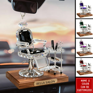 Salon Barber Chair - Personalized Acrylic Car Ornament, Gift for Hairstylist, Barber, Beauty Lover