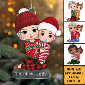 Christmas Grandma & Grandkid Personalized Acrylic Ornament