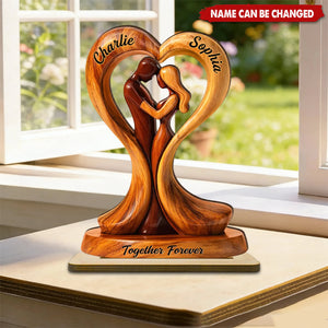 Together Forever Wooden Couple - Personalized 2-Layered Wooden Plaque - Anniversary, Valentine's Day Gift, Gift For Him, Gift For Her