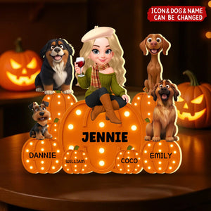 Fall Season Dog Mom Marquee Pattern Texture Pumpkins Personalized LED Light Box
