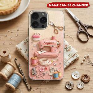 A Life Stitched With Love - Personalized Phone Case, Gift For Seamstress