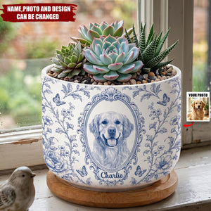 Custom Photo Home Decor Ceramic Plant Pot - Personalized Birthday Gifts For Dog Cat Lovers, Dog Dad And Mom, Cat Owners - Love Grows Right Here