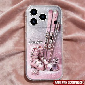 Skis, Boots, And Goggles, Clear Phone Case, Gift For Snow Lovers