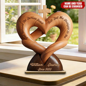 God Bless The Broken Road That Led Me Straight To You - Personalized 2-Layered Wooden Plaque