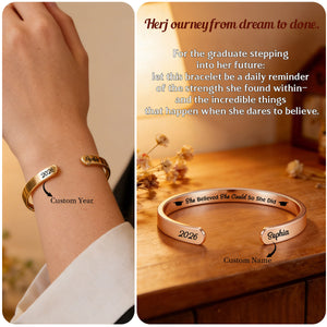 She Believed She Could So She Did Graduation - Personalized Bangle Bracelet Cuff