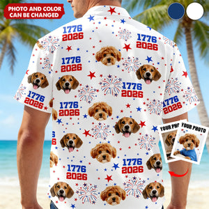 America 1776 - 2026 - Custom Dog Photo Hawaiian Shirt