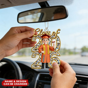 Congrats Grad Woman Man Crystal Effect - Personalized Acrylic Car Ornament