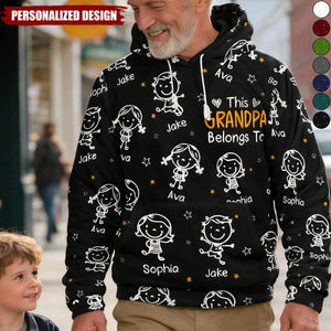 This Grandpa Belongs To - Personalized Fleece Hoodie