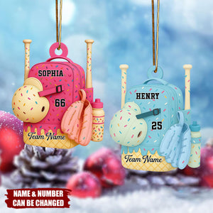 3D Effect Ice Cream Drip Sprinkles Baseball Softball Bag Backpack - Personalized Acrylic Ornament
