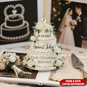 Wedding Cake First Christmas Married - Personalized Acrylic Ornament
