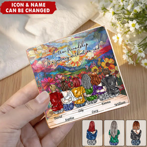 A True Friendship Is A Journey Without An End Stained Glass Style - Personalized Jewelry Dish