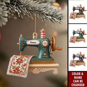 Personalized Sewing Machine Ornament – Gift for Seamstress, Quilter, Sewing Lover