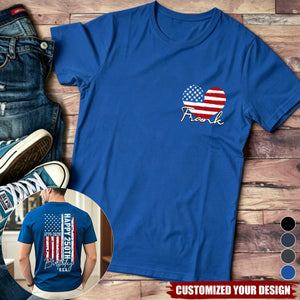 Custom Name USA 250th Birthday 1776-2026 Independence Day Back & Front Dark Shirt