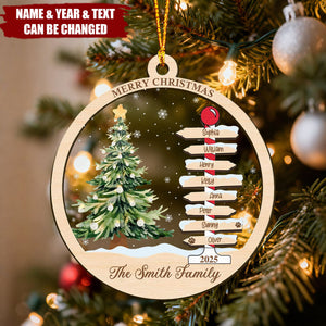 Family Name Christmas Tree Personalized 2-Layer Ornament