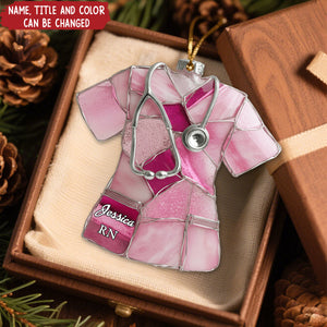 Sea Glass Nurse Scrub - Personalized Christmas Acrylic Ornament