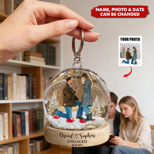 Our First Time Engaged Keepsake - Personalized Acrylic Keychain
