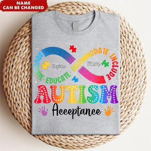 Autism Awareness Acceptance - Personalized Infinity T-Shirt