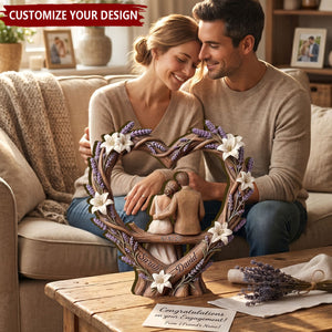 Personalized Wooden Couple Heart Sculpture, Rustic Bridal Decor Gift For The Couple