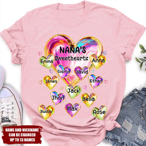 Custom Grandma's Sweethearts T-shirt - Personalized Shirt For Grandma Mom