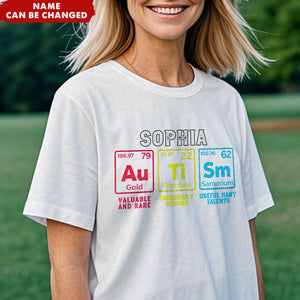 Personalized Autism Awareness Elements Periodic Table T-Shirt