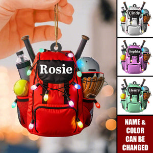 Personalized Softball Bag Ornament, Custom Softball Ornaments