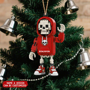Building Block Style Skeleton - Personalized Christmas Acrylic Ornament