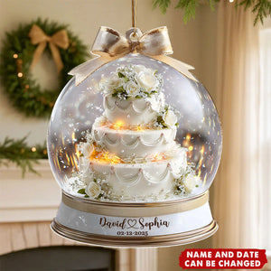 Wedding Cake First Christmas Married - Personalized Christmas Acrylic Ornament