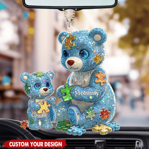 Mama Bear Autism Awareness - Personalized Acrylic Car Ornament