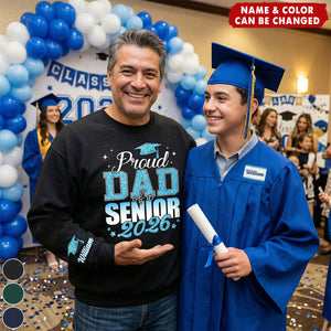 Custom Proud Dad or Mom Senior 2026 Graduation Sweatshirt Gift - 2D Glitter Print