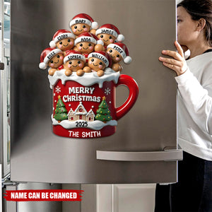 Gingerbread Family In Hot Cocoa Christmas Personalized Decal