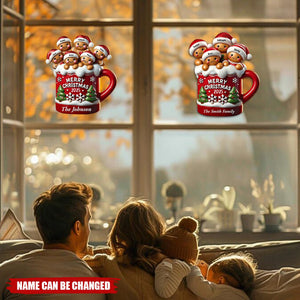 Gingerbread Family In Hot Cocoa Christmas Decor Personalized Decal