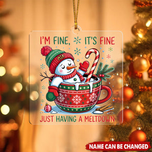 Funny Cute Snowman Personalized Christmas Acrylic Ornament