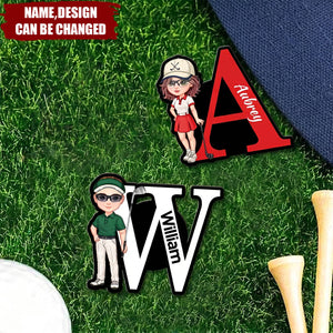 Personalized Cartoon Golf Character Golf Ball Marker with Magnetic Hat Clip and Name Birthday Game Day Gift for Golf Players Lovers