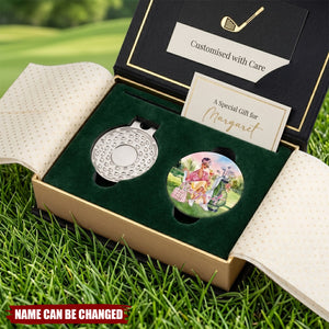 Personalized Cartoon Golf Woman Golf Ball Marker Magnetic Hat Clip with Name Birthday Christmas Gift for Golf Lover