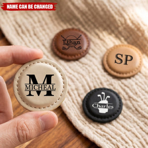 Personalized Golf Clubs Monogram Leather Magnetic Golf Ball Marker with Initial and Name Birthday Father's Day Gift for Golf Lovers