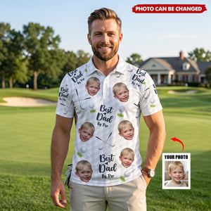 Custom Photo Best Dad By Par - Family Personalized Custom All Over Print Polo Shirt - Father's Day, Gift For Dad, Sport Lovers, Sport Players