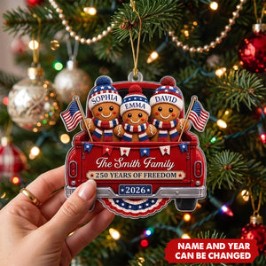Custom Acrylic Ornament - Personalized America 250th Anniversary Christmas Gifts For Mom, Dad, Brother, Sister - Sweet Traditions Of Freedom