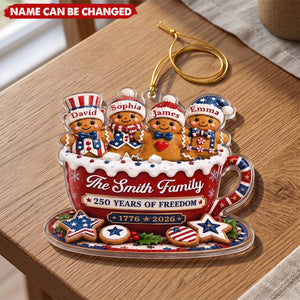 Custom Acrylic Ornament - Personalized America 250th Anniversary Christmas Gifts For Mom, Dad, Brother, Sister - Holiday Cheer Together