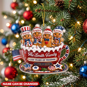 Custom Acrylic Ornament - Personalized America 250th Anniversary Christmas Gifts For Mom, Dad, Brother, Sister - Holiday Cheer Together