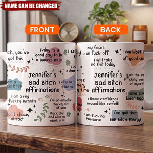 Funny Mug - Bad B*Tch Affirmations - For Coworkers, Friends, Self Gift - 3D Middle Finger - Personalized Mug